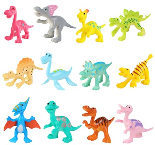 Mini Dionsaurier Figuren, Dinosaurier Spielzeugfiguren, 12PCS Kleine Dinosaurier Figuren Set, Kinder Dinosaurier Spielset, Dinosaurier-Figuren Kuchen Topper, Kinder Geschenk