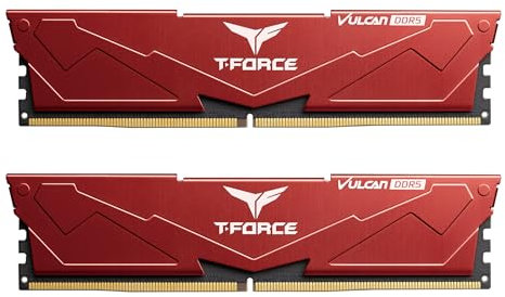 TEAMGROUP T-Force Vulcan DDR5 64GB (2x32GB) 6000MHz (PC5-48000) CL38 Intel XMP 3.0 & AMD Expo Compatible Desktop Memory Module Ram Red FLRD564G6000HC38ADC01