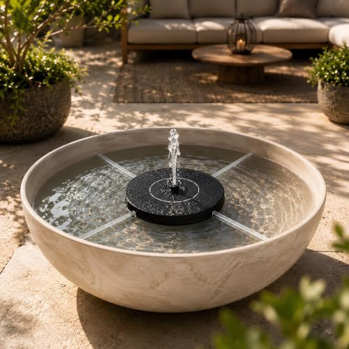 Fuente solar de agua para exteriores, 16 cm, bomba de agua solar flotante con 5 accesorios intercambiables, fuente de agua como balcón, mini estanque o fuente de jardín, bebedero para pájaros