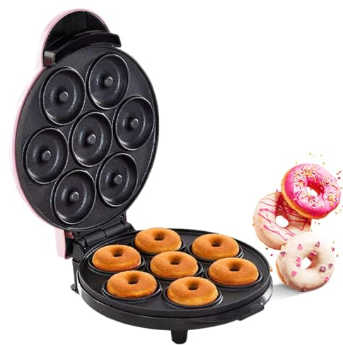 ZYJIX Máquina Eléctrica Antiadherente para Hacer Donuts, Capacidad para 7 Tipos De Alimentos, para Decorar El Glaseado para Hacer Donuts, Adecuada para Uso Doméstico(Color:Rosa)