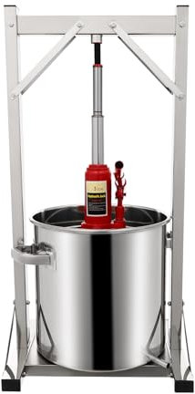 KAPIPALA Presse à fruits, à vin, en acier inoxydable, 22 l, avec aide au levage hydraulique pour presser du vin de riz, du miel, des légumes, du vin