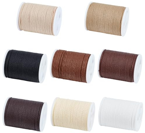 PH PandaHall 88m Cordones encerados 8 Color 1mm Hilo de poliéster encerado para perlas Pulseras Collares Perlas de tamaño Fabricación de joyas Costura Macramé 11m/Rollo