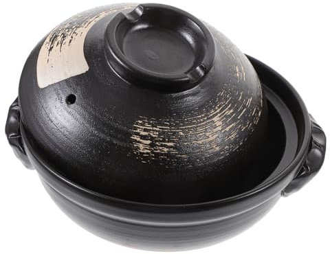 OFFSCH Cacerola De Barro Para Guisos y Sopas De Superficie Lisa y Tapa Orificios De Ventilación Apta Para Horno y Uso Familiar