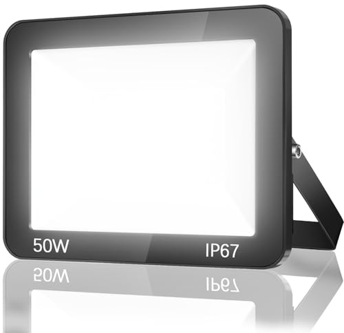 TASINUO Projecteur LED Exterieur 50W, IP67 Imperméable Spot LED Extérieur, 5000LM 6500K Blanc Froid Eclairage de Sécurité, Luminaire Exterieur Pour Patio, Terrasse, Jardin, Garage, Usine