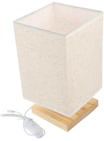 CVUTOVO Lámpara de Mesita de Noche Beige de Tela y Haya con Diseño Moderno y Delicada Fabricación para Decoración Hogar y Restaurante