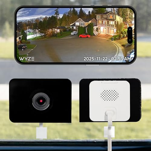 Wyze Window Camera, WiFi Indoor HD Home Security Camera, Upgraded Color Night Vision, Anti-Glare, AI-Powered Motion Detection, Easy & Quick Setup, 24/7 Recording, Works w/Alexa & Google