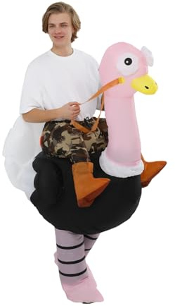 FUNFOCUS Disfraz inflable de avestruz para adultos – Disfraz de avestruz montable de aire para hombres y mujeres, Divertido disfraz de carnaval para Halloween, Navidad, fiesta de carnaval (inflatable