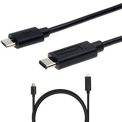 TECHGEAR Type C USB to Micro USB Cable (3.3ft/1m) Compatible with Apple, Samsung, Motorola, Xiaomi, Oppo, and more USB Type C Devices - Black