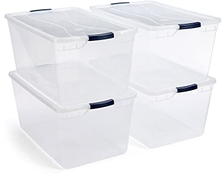 Rubbermaid Aufbewahrungsbehälter aus Kunststoff, stapelbar, mit robusten transparenten Deckeln mit Einrastfunktion