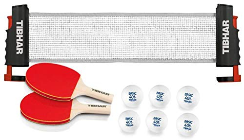 Tibhar Flex Tischtennis-Netz - Freizeitnetz verstellbar bis 1,50 Meter Breite (Set - Netz+Schläger+Bälle)