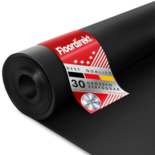 Floordirekt SBR Tapis en Caoutchouc 120 x 200 cm 1 mm - Vendu au Mètre - Noir et Lisse - Antidérapant - Revêtement de Sol et Protection de Bâtiments