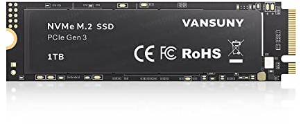 Vansuny SSD 1TB M.2 SSD NVMe Intern SSD 1tb M.2 2280 Gen3x4 PCIe TLC Lesegeschwindigkeit 3400 M/S zum Aufrüsten von Gaming PC