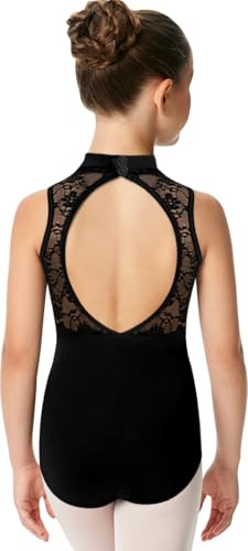 DANSHOW Justaucorps de Ballet en Dentelle pour Filles Justaucorps à col roulé pour Filles pour la Danse(23627-06-XXL)