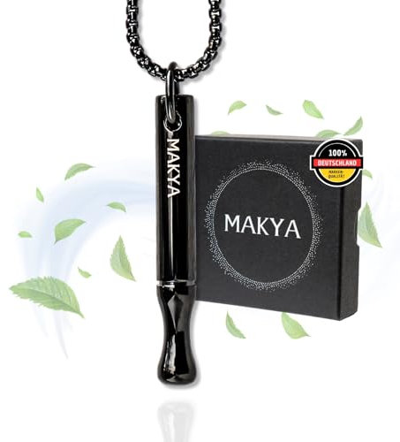 Makya V3 Black – Rauchentwöhnung Hilfsmittel – MEHR WIDERSTAND – Nikotin & Chemiefrei - Nicht Kompatibel Taste Filter – Simuliert Rauchgefühl – Stressabbau & Atemtraining – Edelstahl Kette