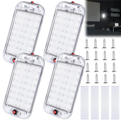 Asfrode 48 LED Innenbeluchtung Auto, 4 Stück 12V Weiß Licht Auto 6000K 800LM Weißlicht Kfz Beleuchtungmit Schalter Beleuchtung für Wohnmobile Caravan Boot Boat