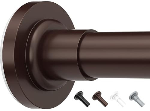 Yeabett Barra de cortina sin necesidad de taladrar, 53-155 cm, barra telescópica para cortinas, barra de cortina de bronce