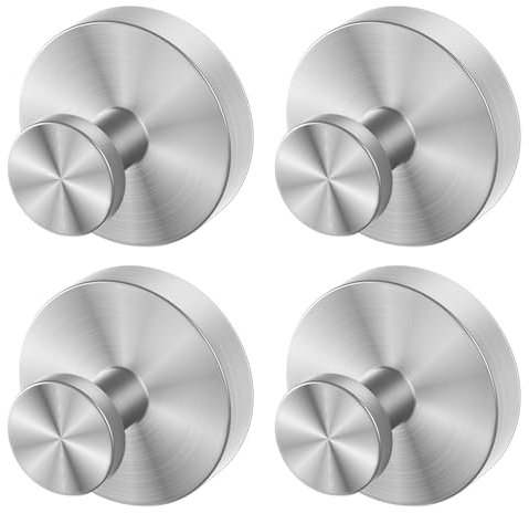 4 Pièces Crochet Ventouse pour Cuisine et Salle de Bain, Réutilisable Porte Serviette Ventouse, sans Percage Patères Murales Crochet Fort Multifonction Crochet pour Peignoir Luffa Manteau, Argent