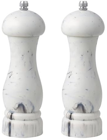 Set macina sale e pepe in marmo, macinaspezie manuale con anima macinante, macinapepe e macinasale, design in finto marmo, dimensioni 15,5 cm, ideale per condire e cucinare