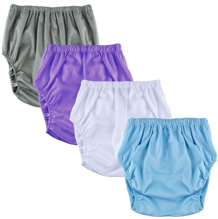 XGNYHHD 4 Pcs Adult Diaper Cover, Incontinence Leakproof Plastic Diapers, Reusable Diaper Cover, Pull on Cover Pant Washable, L(Waist 25.9-39.3 Inch)