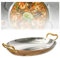 XYUERU Paellera fabricada en acero inoxidable, con doble asa, antiadherente, apta for grill, cocina de gas, cocina eléctrica e inducción.(Gold,25cm)