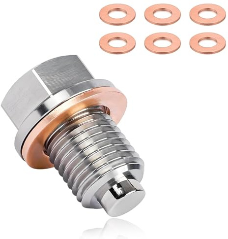 MVOLEGDE M14X1,5 Silbrig Magnetische Ölablassschraube, mit Dichtring Edelstähle Öl Ablassen Schraube, Robust und Langlebig Ölwannenablassmutter, für Auto, Boot, Motorrad und Meisten Modellen