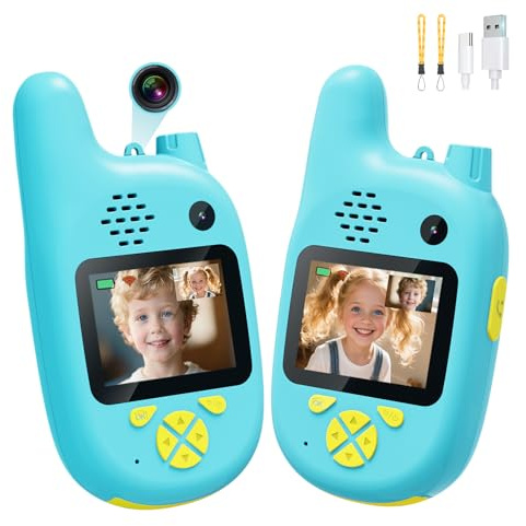 Video Walkie Talkies for Kids with Dual Cameras,2 Pack Rechargeable Kids Walkie Talkies Toys for Ages 3-9 Year Old Boy Girl, Birthday for 3 4 5 6 7 8 Year Old Boys Girls,Indoor&Outdoor