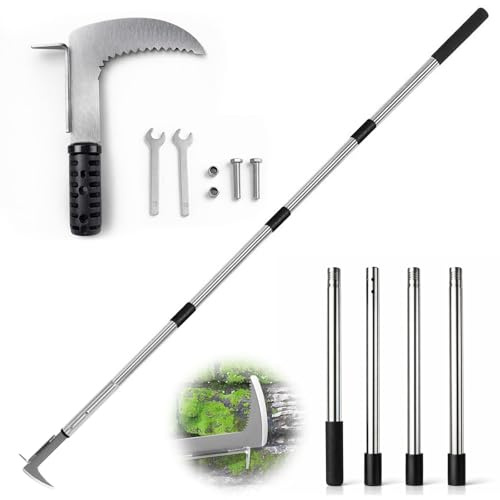 Fogskrapa ogräs med långt handtag 138 cm justerbar | Ogrässkärare för gatfogar, tandat blad, trädgård ogräsborttagare verktyg ergonomisk