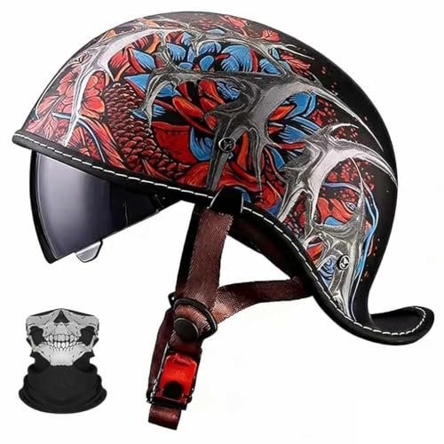 Baseball Cap Motorcykel Halv Hjälm Open Face Jet Hjälm med Mask ECE 22.06