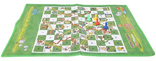 Julihai Tapis de Jeu Serpent et échelle, 60x45 Cm, Planche en Tissu Non tissé Pliable et Lavable avec Motif de Dessin animé pour 2 à 4 Joueurs, Enfants (Hauteur 3cm diamètre 2cm)
