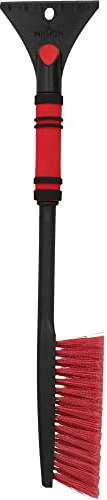 NIGRIN Eiskratzer Auto mit Schneebesen, ergonomischer rutschfester Softgriff, aus hochstabilem ABS, Schwarz-Rot