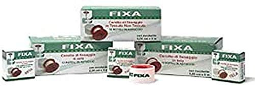 Cerotto Fixa Di Fissaggio In Tela Su Rocchetto E Con Coprirocchetto In Plastica – Cm 2,5 X 5 Metri Confezione 12 Pezzi – Resistente All’acqua - Lunga Tenuta – Anallergico - Originale Cura Farma (TELA)