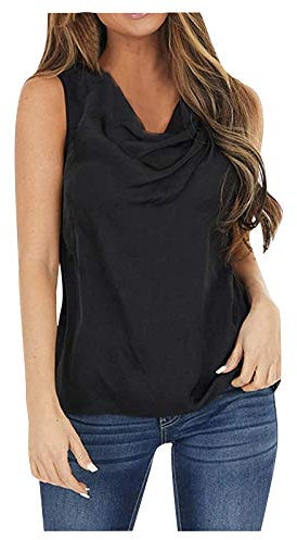 Gilet sans Manches a Col Bénitier Chic pour Femmes Débardeurs Femme Sexy Casual Tank Top Lâche Couleur Unie All-Match Chemisier Classique Plaine Keyhole Back T-Shirt Blouse