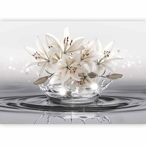 murando Fotomurales Flores Lirios 350x256 cm Papel pintado tejido no tejido coración Pared corativos Murales morna Diseno Fotográfico Naturaleza Ilusión óptica Agua b-C-10350-a-a