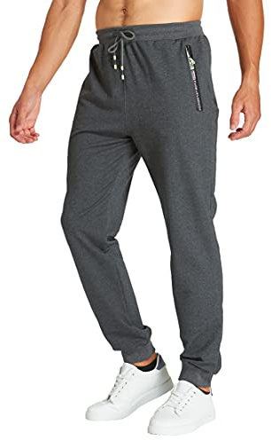 ZOXOZ Pantaloni Sportivi Uomo Cotone con Elastico in Vita con Tasche Zip