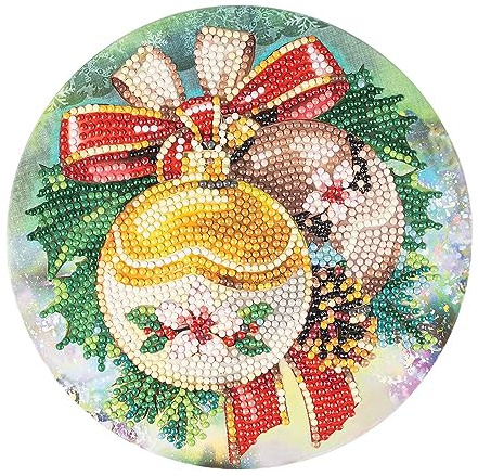 Ideen mit Herz Diamond Painting fönsterbild | dubbelsidigt tryck | Ø 18,3 cm | inkl. diamantmålning stenar, verktyg och tillbehör (julgranskulor)