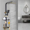Regendusche Duschset Schwarz Gold Duschsystem mit Kopfbrause Handbrause Duschkopf Duschpaneel Duscharmatur Duschgarnitur Duschsäule, Einstellbare Höhe 75-120cm