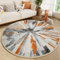 Großer, runder Teppich, Wohnzimmer, moderne, rutschfeste Teppiche für Schlafzimmer, abstrakte Aquarellblüte, grau-orange, Teppich, Wohnzimmer, Schlafzimmer, Heimbüro, Kinderzimmer, Schlafsaal,