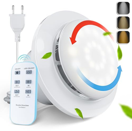 MOCINE Aspiratore da bagno da 150 mm, aspiratore intelligente con telecomando con luci, tre luci, ventilazione a due vie, volume d'aria a due velocità