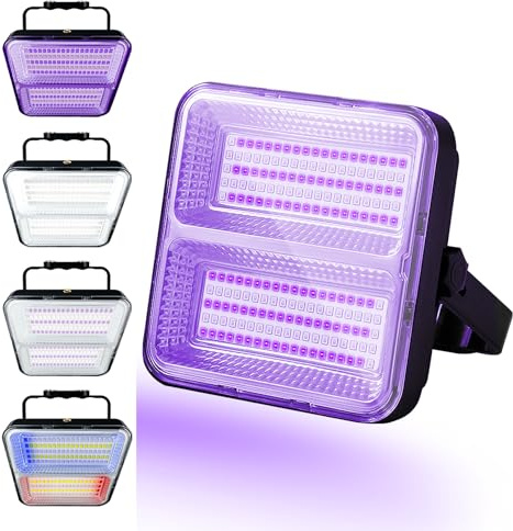 Benss Rechargeable LED UV Black Lights, 395nm 9600 mAh Battery Powered Blacklight, IP65 Waterproof, Portable for Glow Party, Stage Lighting, Halloween, Body Paint, Fluorescent Poster, Neon Glow