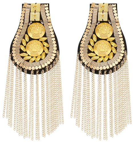 FINGERINSPIRE 2 Chaîne à Pampilles en Métal pour Épaulettes Dorées pour Blazer Épaulettes avec Chaînes et Broche à Épingle Chaîne à Maillons Détachables pour Homme Costume Vêtements Décoration