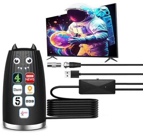 TV Aerial -HD TV Antenna - 2025 New Indoor for Smart with Signal Booster - Digital Aerial for Freeview Long Range Support 4K 1080P High Gain In/Outdoor Antenna，With Magnetic Base