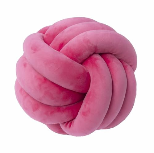 MZSKLW Cuscino a forma di nodo, cuscino a sfera, corto, in peluche, decorativo, per la casa, per divano, letto, soggiorno, pavimento (nodo rosa rosso, 28 cm)