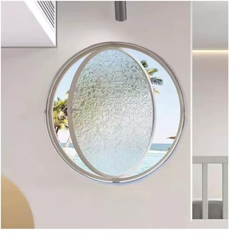 Finestre a Battenti Finestra Rotonda Girevole Con Asse Centrale A 360° Per Sala Da Pranzo Di Casa, Casa Mobile, Finestra In Lega Di Alluminio, Oblò Di Ventilazione Per Soffitta E Seminterrato(White,60