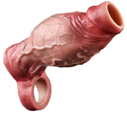 Manchon de Pénis Réaliste Ouvert avec Anneau Testiculaire, Extenseur Épais Retardateur d’Éjaculation, Gaine Extensible pour Homme, Sextoy Couple pour Plaisir Prolongé