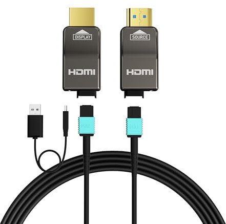 RUIPRO 8K Abnehmbares Gepanzertes HDMI 2.1 Kabel aus reiner Glasfaser 7.6M, Ultra High Speed ​​48 Gbit/s, unterstützt 8K@60Hz 4K@120Hz,dynamisches HDR, eARC, kompatibel mit PS5, Xbox, TV, Beamer, AVR