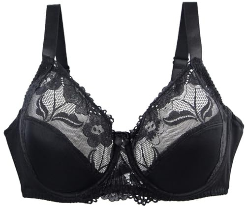 Minimizer Bras for Women UK Wired Full Cup Underwired Plus Size Minimiser Comfort Non-Foam Adjustable Straps Floral Lace Push Up Support Everyday Non-Padded Soft Bra for Large Busts