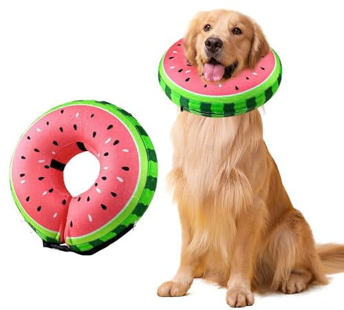 Voarge Collarín inflable para gato, collar de perro, protección contra fugas para recuperación después de cirugías o heridas, no bloquea la visión, S/L (rojo, S)