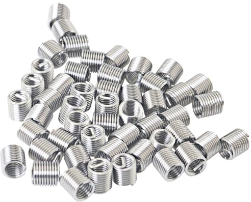 ZZHXSM 50PCS M5 x 0.8mm x 2D Helical Thread Insert 304 Stainless Steel Thread Sleeve Anti Loosening Shock-Resistant Metal Coil Sleeve
