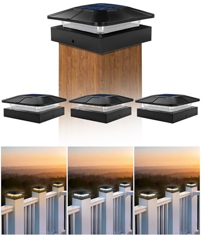 BRIMAX Tapa LED Solar Poste 10x10cm 3 Temperaturas Regulable 4 piezas