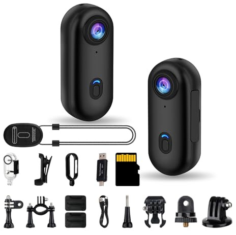 i3 4K Small POV Body Camera with Audio and Video Recording Accessories Kit Bundle, Thumb Size, Chest Wearable Mini Action Cam for Sports, Skiing, Vlogging, Motorcycle Helmet Camera(with 64G Card)
